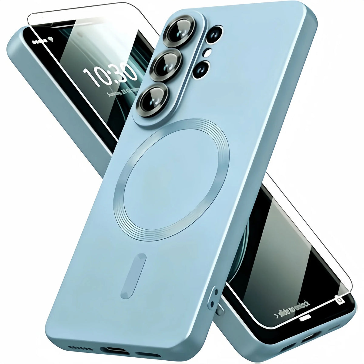 Magnetic for Samsung Galaxy S26 Ultra/S26+/S26 Phone Case with Screen & Camera Protector,Metallic Glossy Luxury Shockproof Slimi