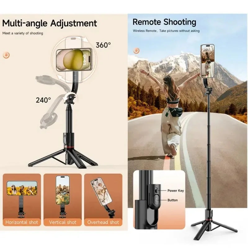 Mini Bluetooth Magnetic Selfie Stick Tripod For iPhone Android Magsafe Tripod Travel Monopod With Remote Mobile Phone Stabilizer