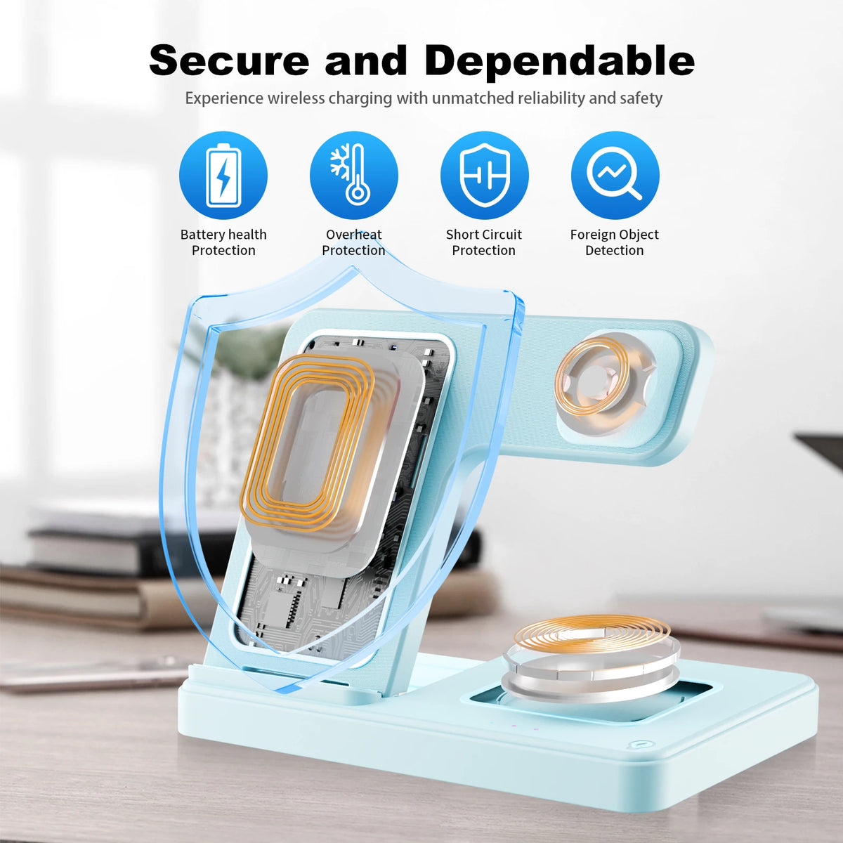 3 In 1 Magnetic Wireless Charger Stand 15W Fast Charging Dock Station Multiple Devices for iPhone 15 14 13 8 Apple Watch Airpods