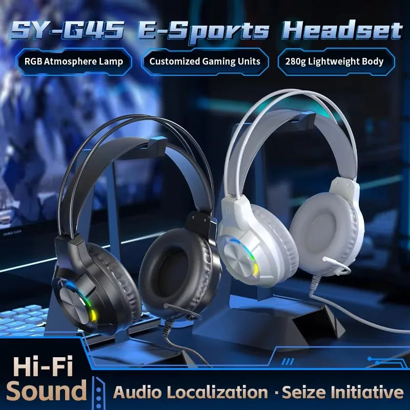 Over-Ear Gaming Headphone 7.1 Surround Sound ENC Noise Cancelling Mic RGB LED Wired Headset for PC PS4 PS5 Xbox Laptop Desktop