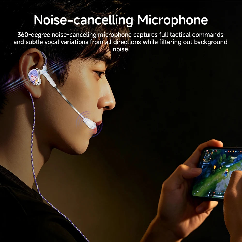 CVJ JEMINE Gaming Earphones 1DD+1BA Hybrid Driver Wired Earbuds Detachable Faceplate HiFi In-Ear Monitor Gaming Music Dual Style