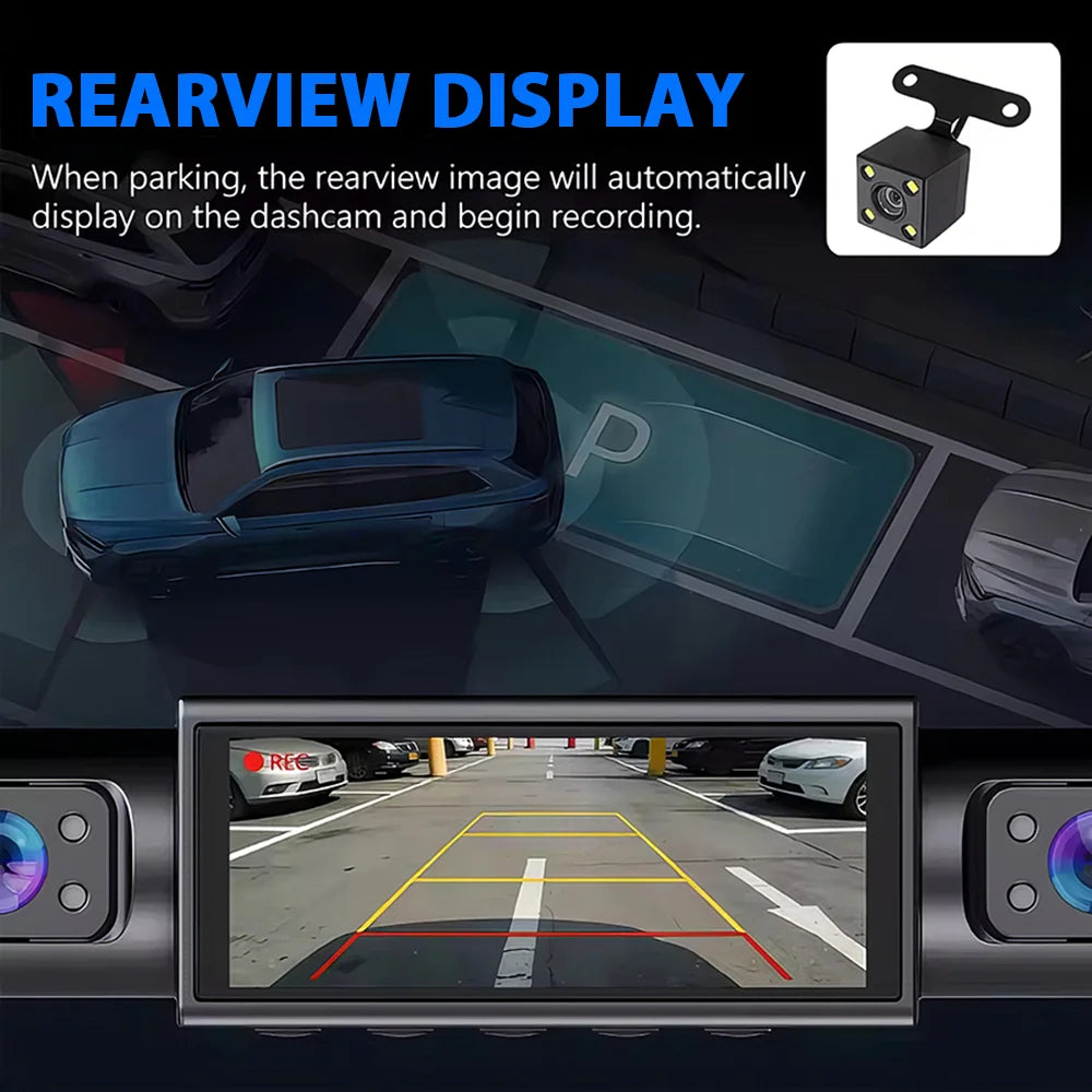 Dash Cam 4 Car Cameras Black Box Night Vision 24/7 Parking Reverse Parking Alert Video Recorder Loop Recording G-Sensor Car DVR