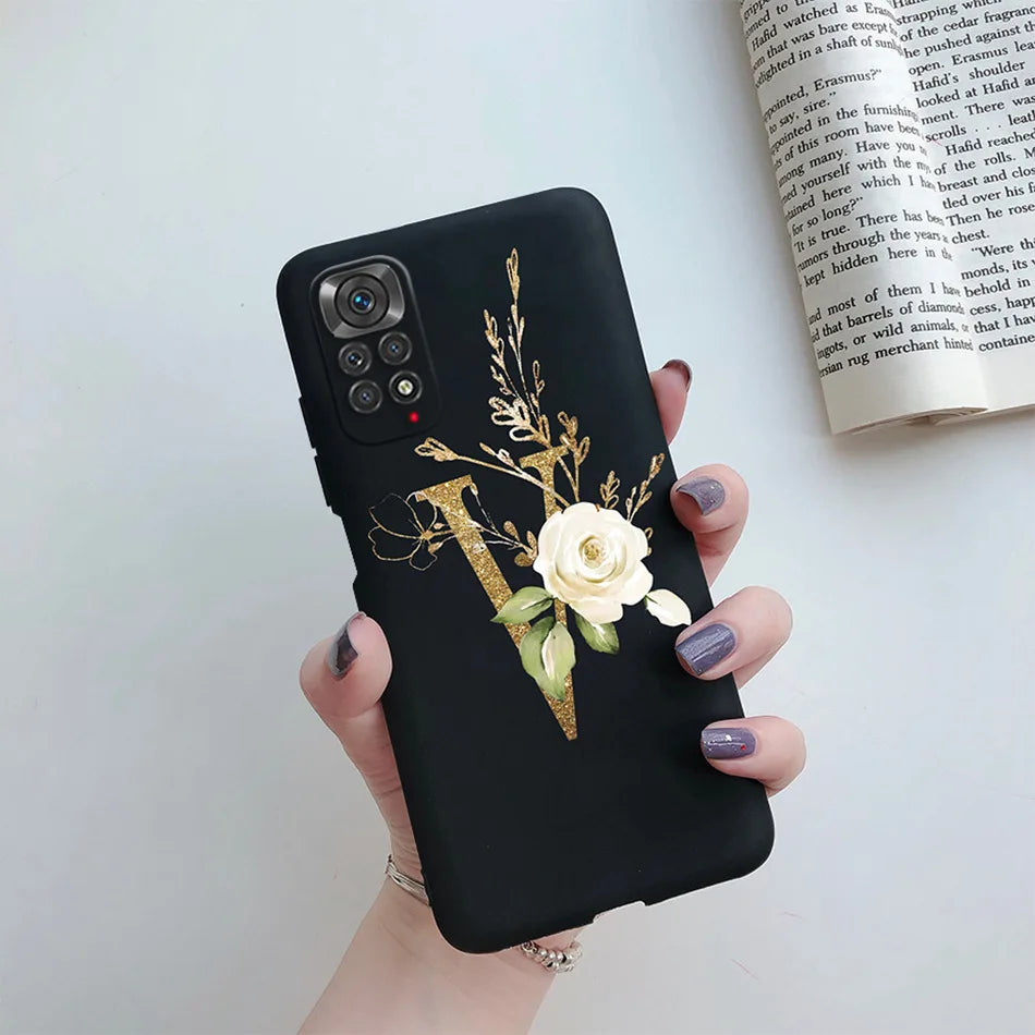 For Xiaomi Redmi Note 11 Pro Case Luxury Custom Name Letter Alphabet Phone Case For Xiaomi Redmi Note 11 11S Note11 Pro 5G Cover