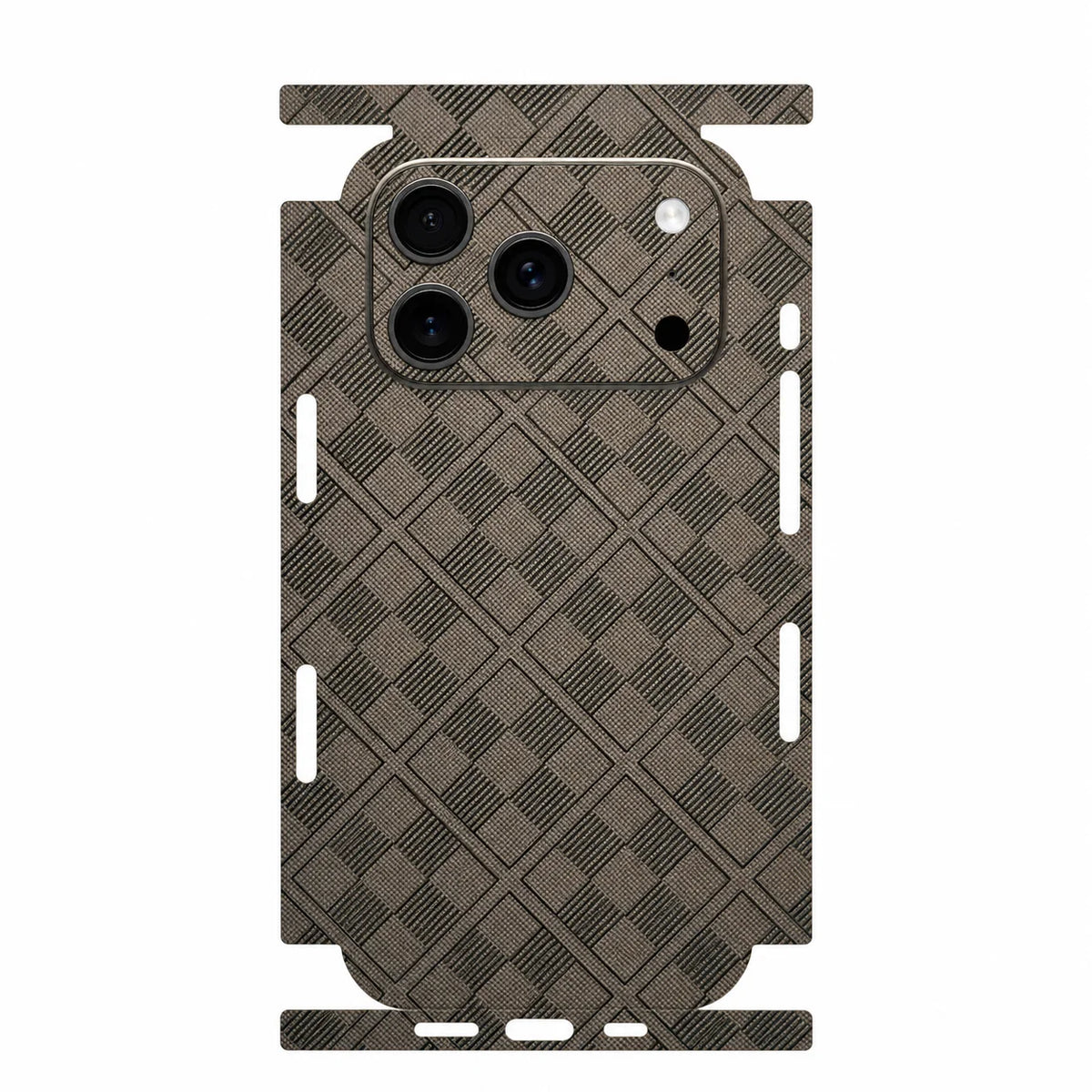 Full Wrap Faux Leather 3D Embossed Back Skin for iPhone 17 16 15 14 13 Pro Max Anti Scratch Rear Protective Film Sticker