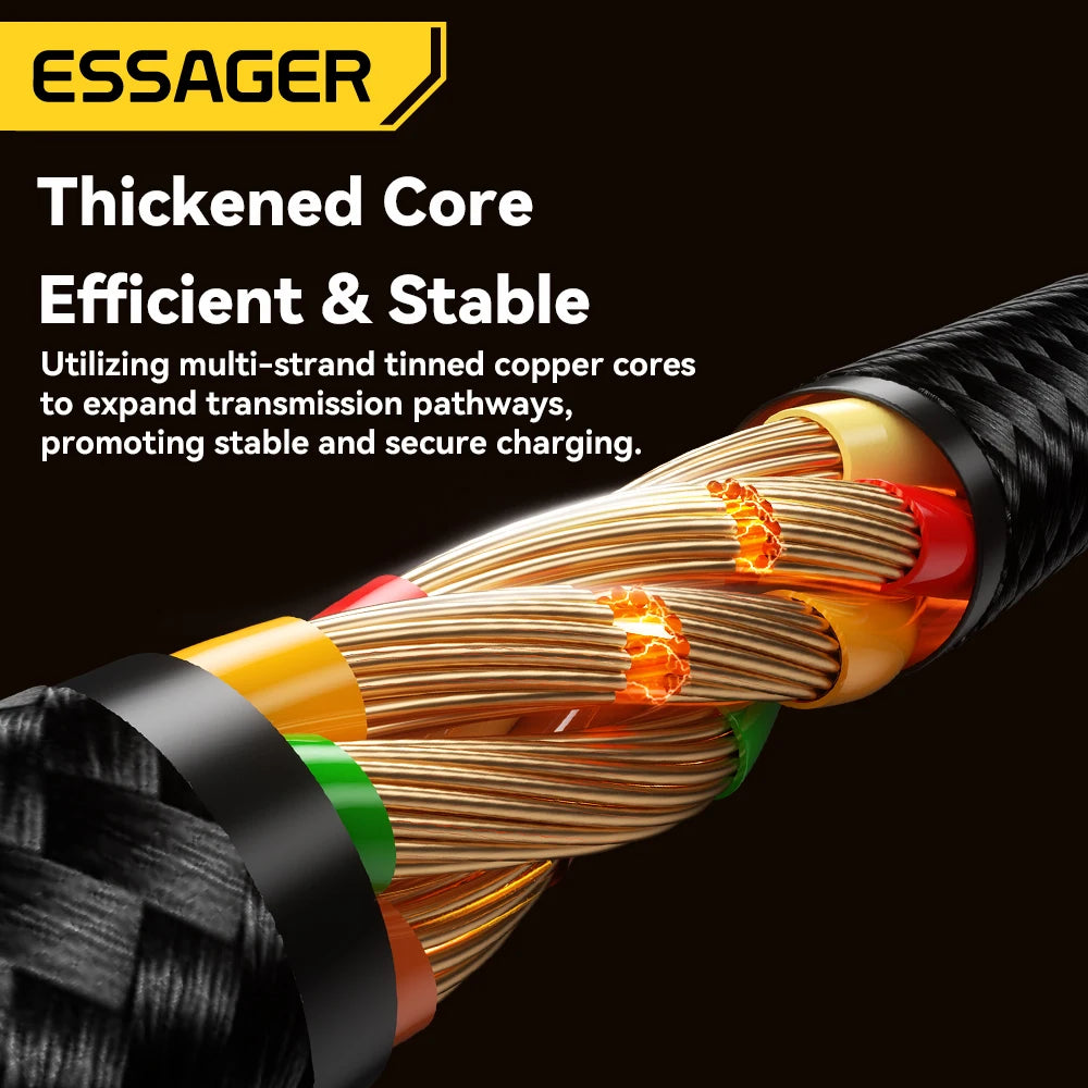 Essager 2 in 1 USB Cable 7A Charger Cable for iPhone 15 16 USB A To Type C to Lighting Cable for Macbook Samsung Xiaomi Huawei