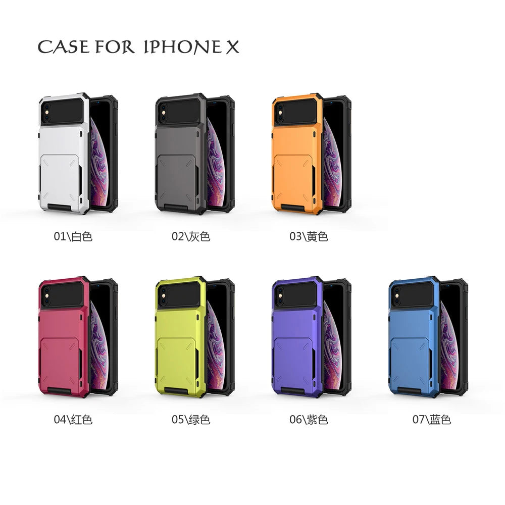 For iPhone 14 13 12 11 Pro 11 Pro Max 7 8 Plus XS MAX 6 Case Flip Card Slots Business Armor Cover For iPhone X XS XR 7 7+ 6 6S