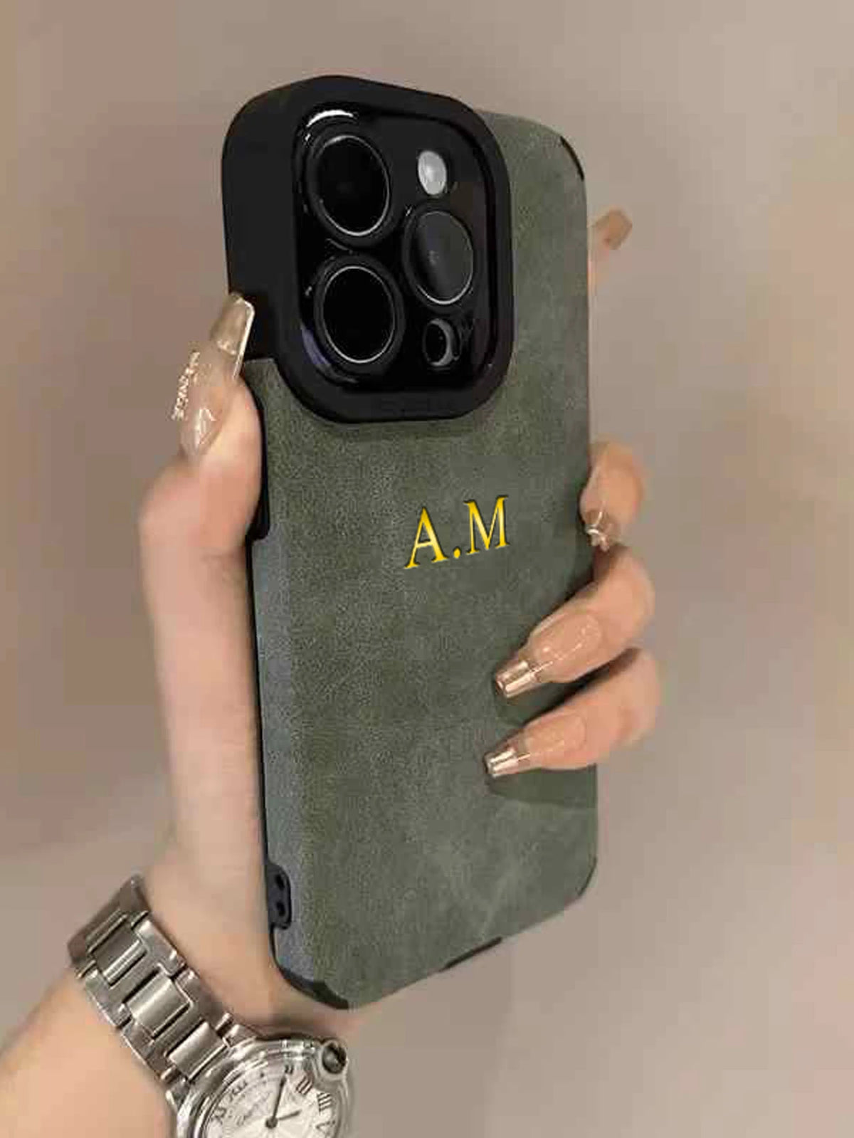 Luxury Lambskin Leather Personalized Customized Initials Name Case For iPhone 18 17 16 15 14 13 12 11 Pro Max 17 Air Soft Cover