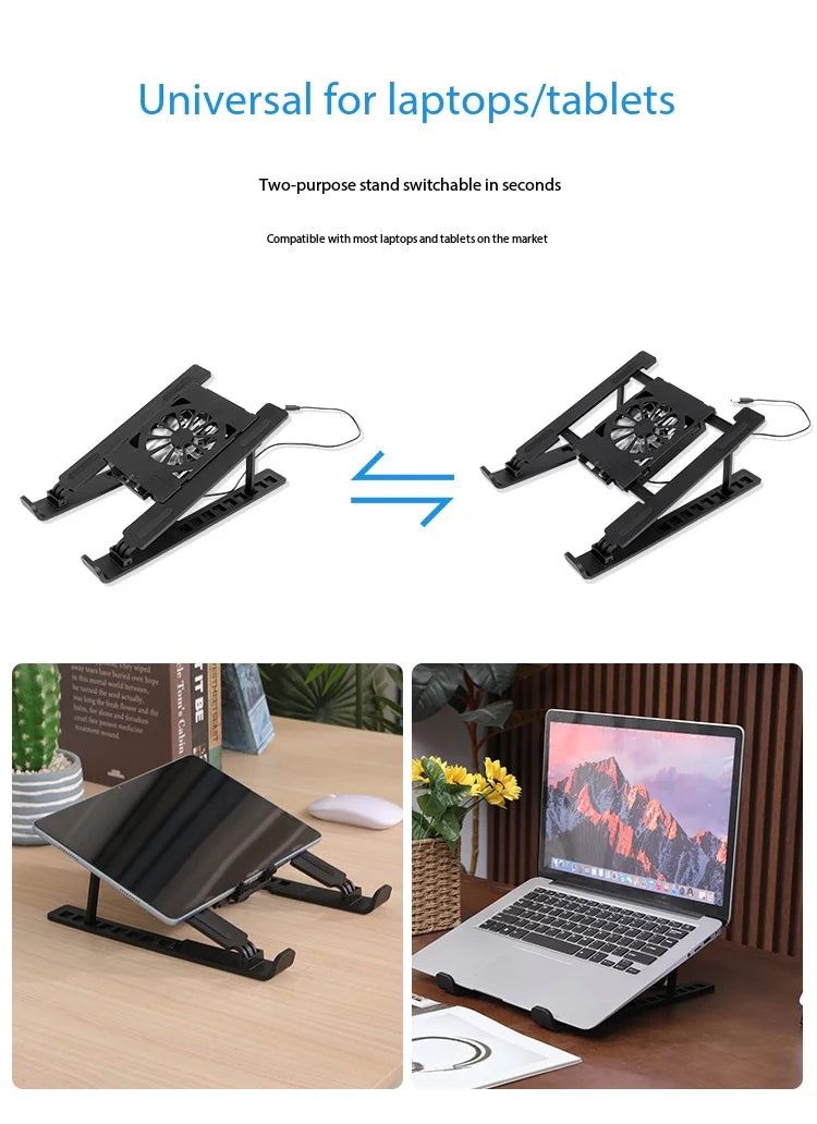 Adjustable Tablet Laptop Cooling Stand with Foldable Design Portable Air-Cooled Monitor Holder for Various Scenarios