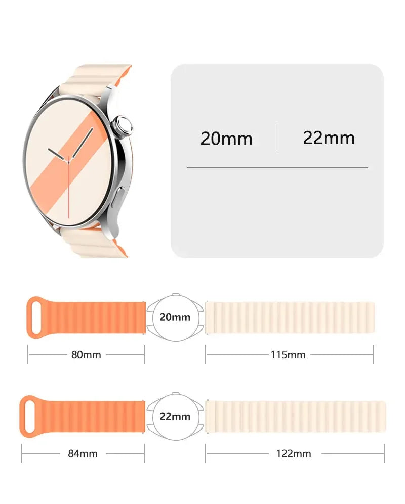 Magnetic Loop For Samsung Galaxy watch 7/6/5 pro/4/Classic/active 2 20mm 22mm band Silicone link bracelet huawei GT 2-3-4 strap