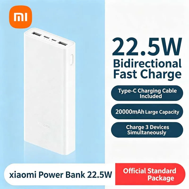 Xiaomi 20000mAh Large Capacity Fast Charging Power Bank Portable External Battery with CCC Certification for iPhone Samsung