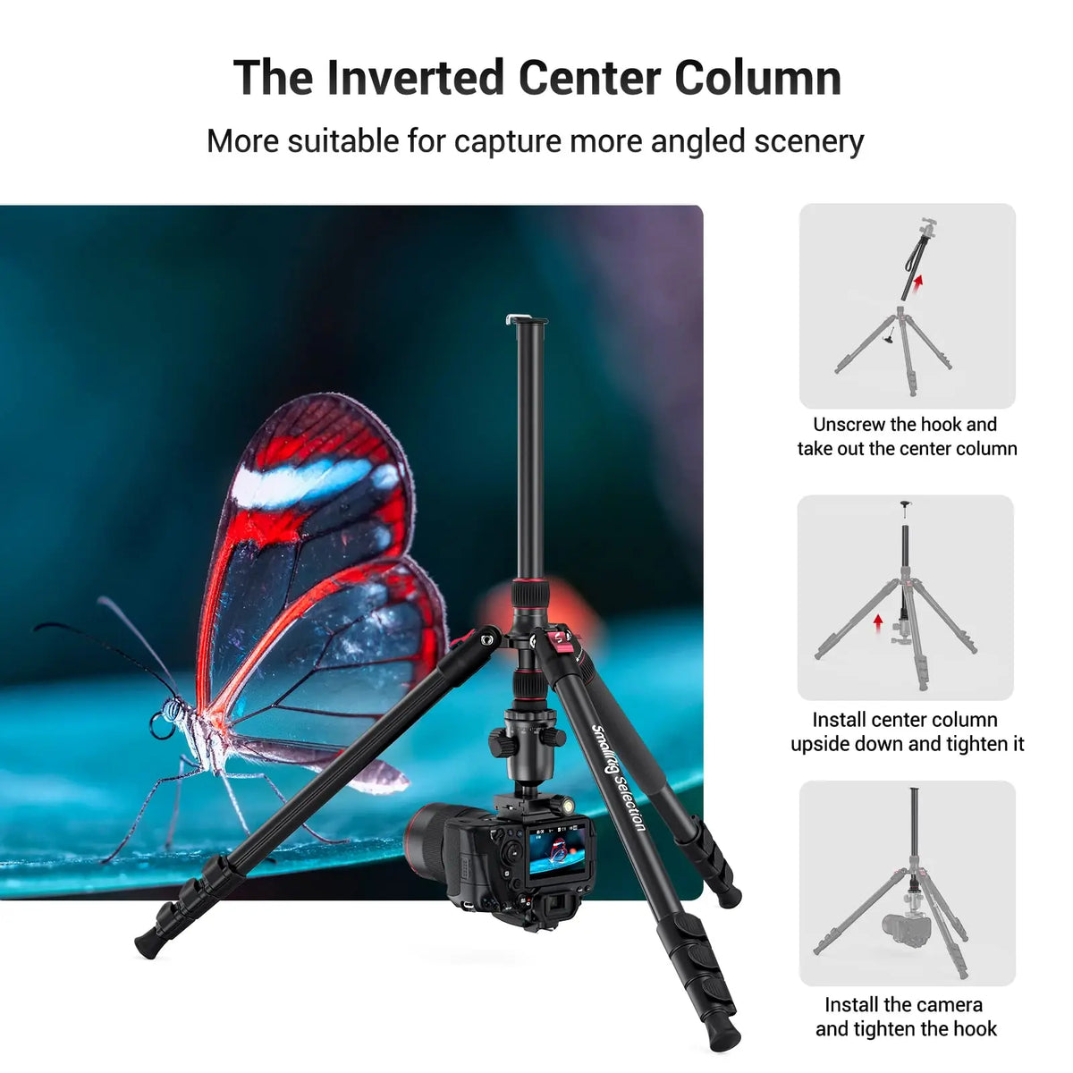 SmallRig T-10 Aluminum Tripod Compact lightweight Foldable Tripod Can Load 15kg Suitable Various Scenarios for Camera Phone 3983