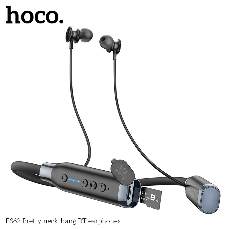 HOCO ES62 Neckband Earphones Bluetooth 5.3 Sport Headsets Support TF Card Playback 120 Hours Long Battery Life For Mobile Phone