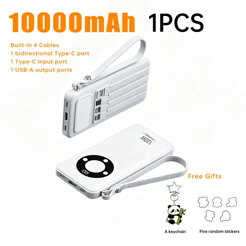 Oloey 2026 100000mAh Power Bank, 120W Super Fast Charging, Large Capacity, Built-in 4 Cables, Portable External Battery Charger
