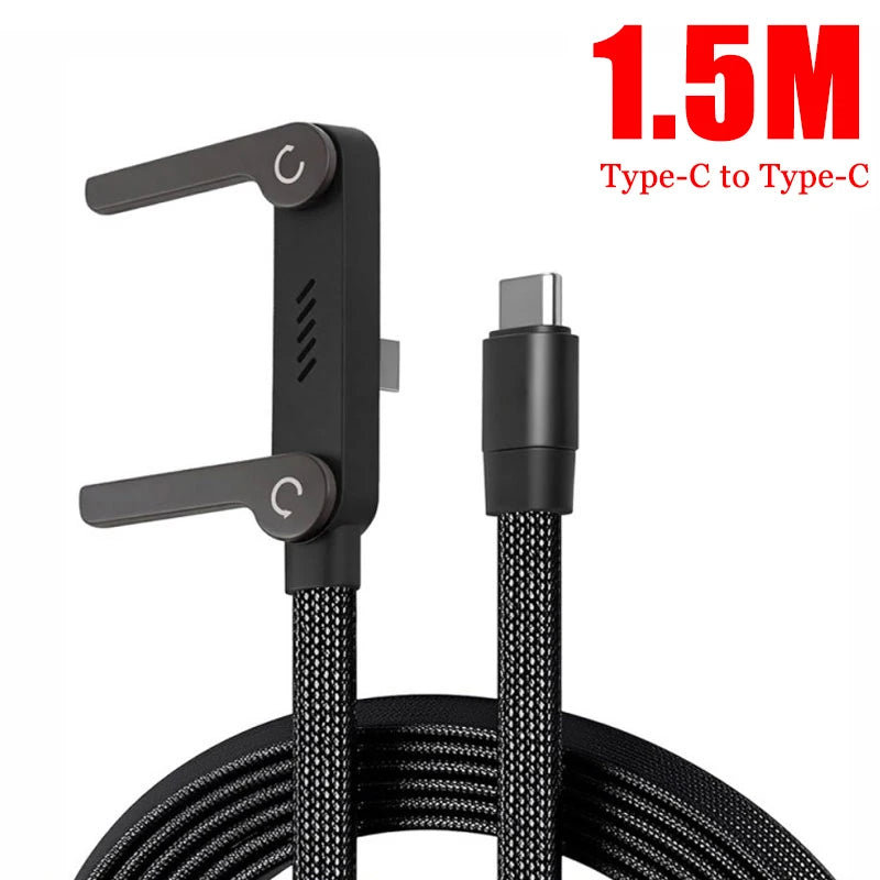 240W PD Fast Charging Type C to Type C Cable USB-C To Type-C Cable With Foldable Stand Phone Holder For HUAWEI iPhone 15 Xiaomi