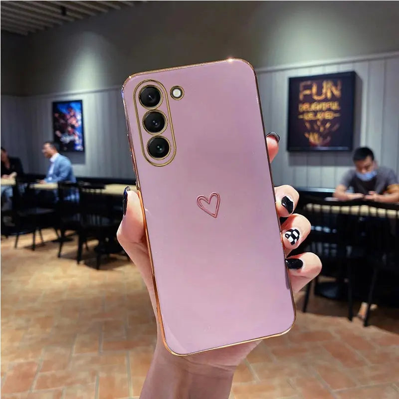 S 24 Love Heart Plating Phone Phone Case On For Samsung Galaxy S24 Plus S24 Ultra S24+ S24Plus S24Ultra 5G Luxury Back Cover