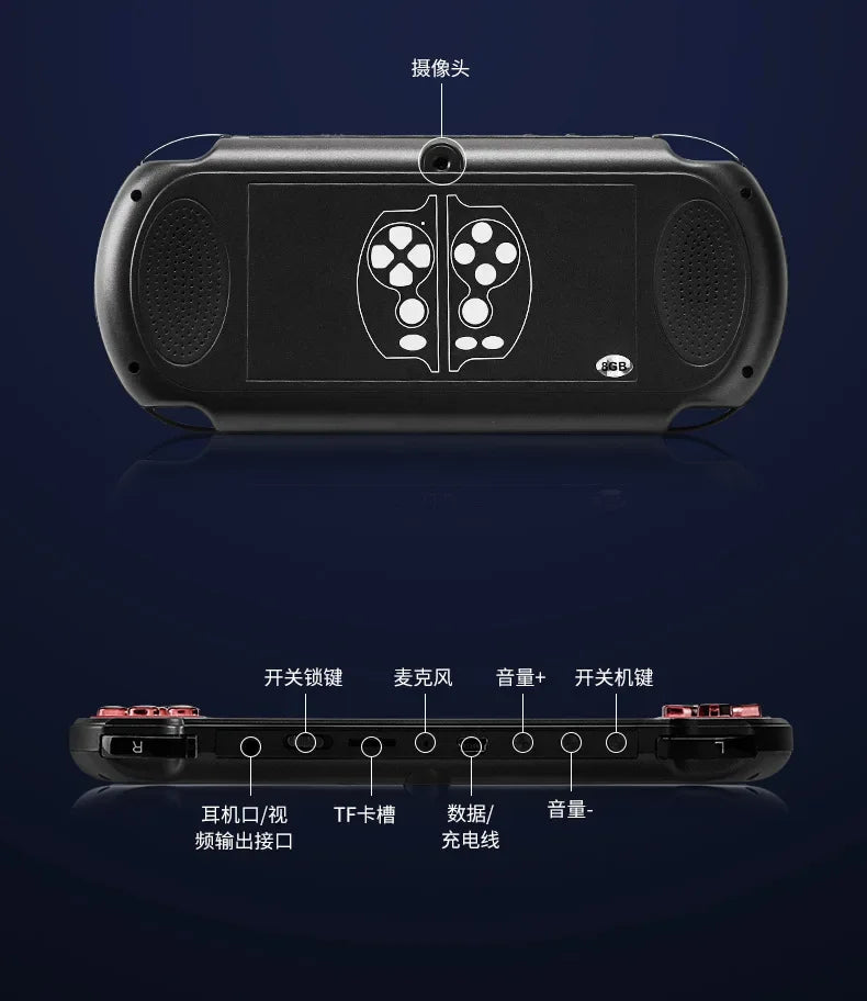 Nostalgic 8G double joystick PSP game console 5.1 inch high definition large screen x7 plus handheld game console