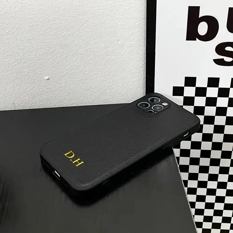 Personalised Custom Name Initial DIY Phone Case For iPhone 17 Pro Max 16e 16 15 14 13 12 11 Pro Max 16 Plus Xs Max Leather Cover
