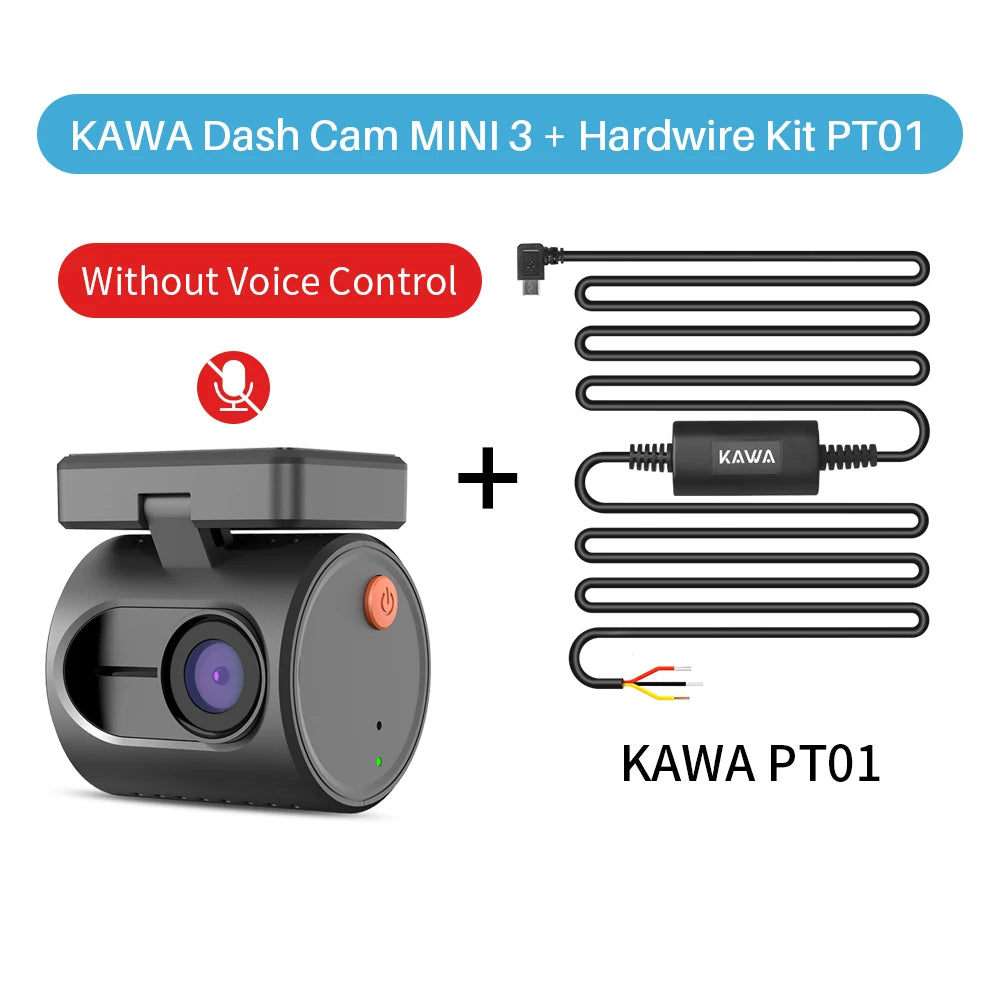 2K Mini Dash Camera Front DVR KAWA MINI 3 Hidden Dash Cam Video Recorder Emergency Voice Control Night Vision WiFi Dashcam