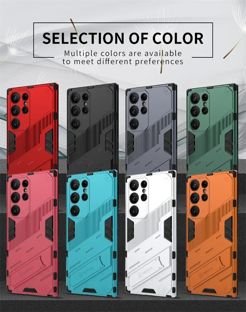 Armor Shockproof Phone Case For Samsung Galaxy S26 S25 S24 S23 S22 Ultra Plus Edge S26 Pro With Holder Lens Protect Cover