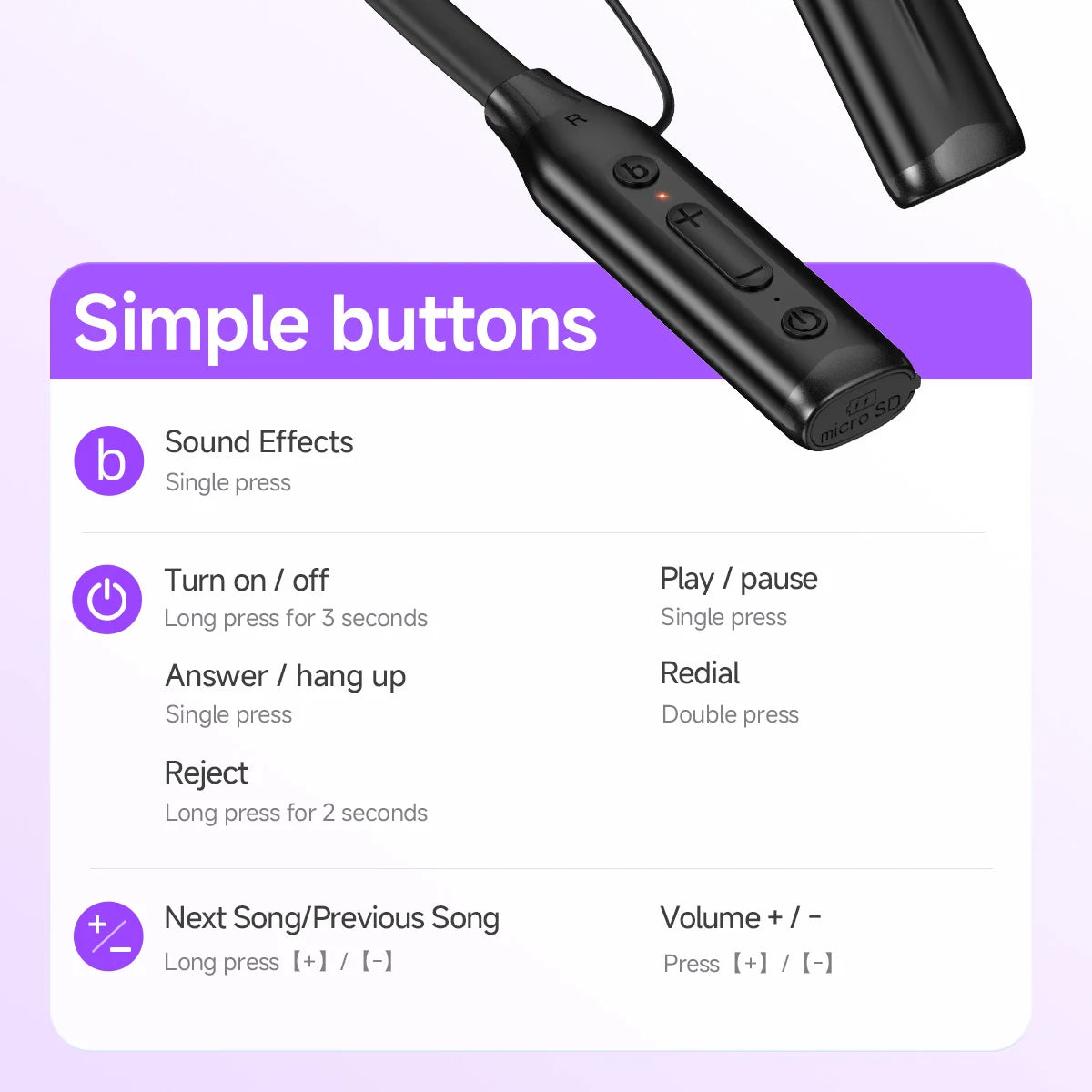 HOCO ES62 Plus Neck Band Bluetooth Earphones Wireless Headsets 150 Hours Use Sports Running Hifi Sounds Support TF Card Playback