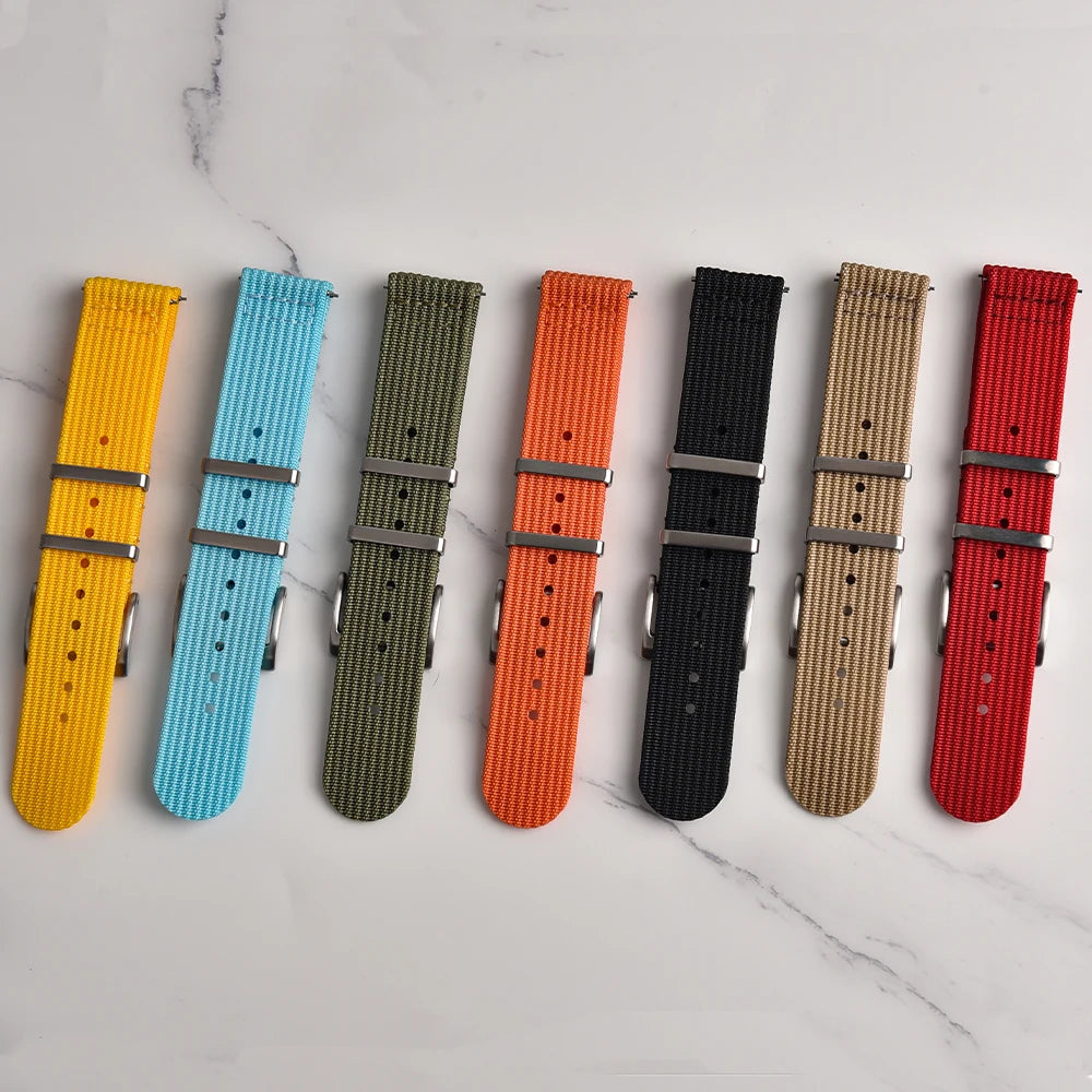 New Ribbed Nylon Watch Strap 18mm 20mm 22mm Qucik Release Straps Military Sports Watchband Fabric Strap for Omega/Smart/Samsung