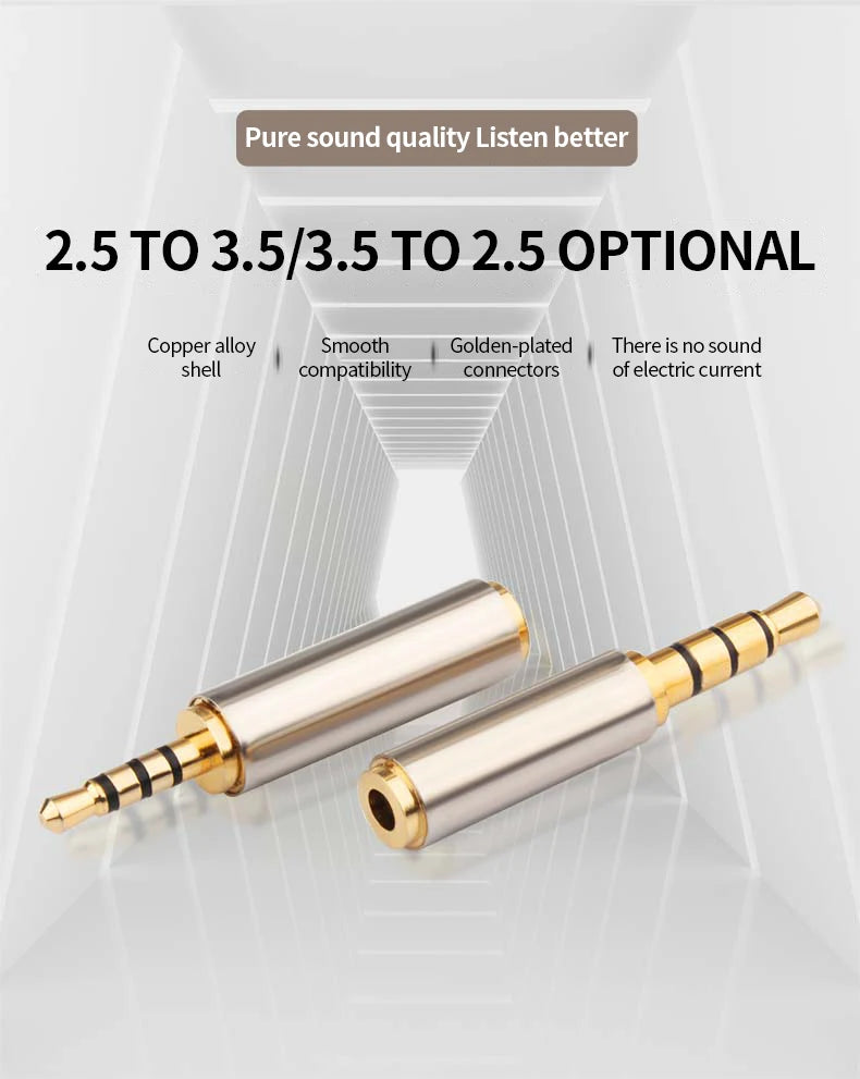 Jack 3.5 Mm to 2.5 Mm Audio Adapter 2.5 Mm Male to 3.5 Mm Female Plug Connector for Aux Speaker Cable Headphones Microphone Jack