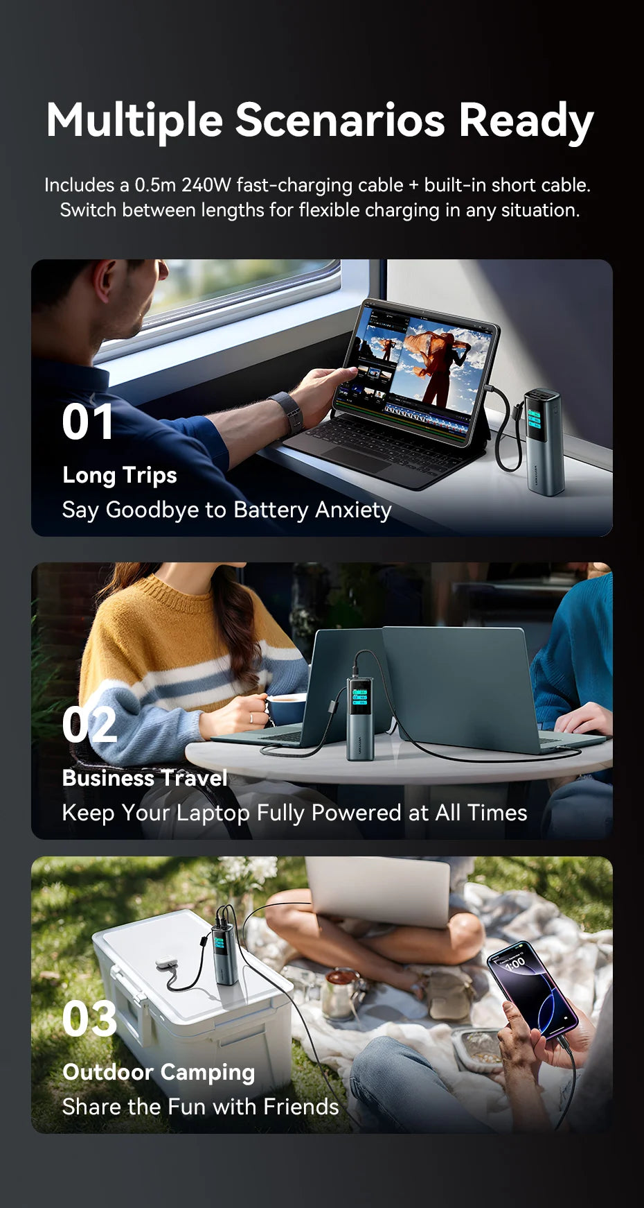 Vention 200W Power Bank 27000mAh PD 3.1 140W Max Portable PowerBank for Laptop PD Fast Charging for iPhone 17 16 Samsung S25 S24