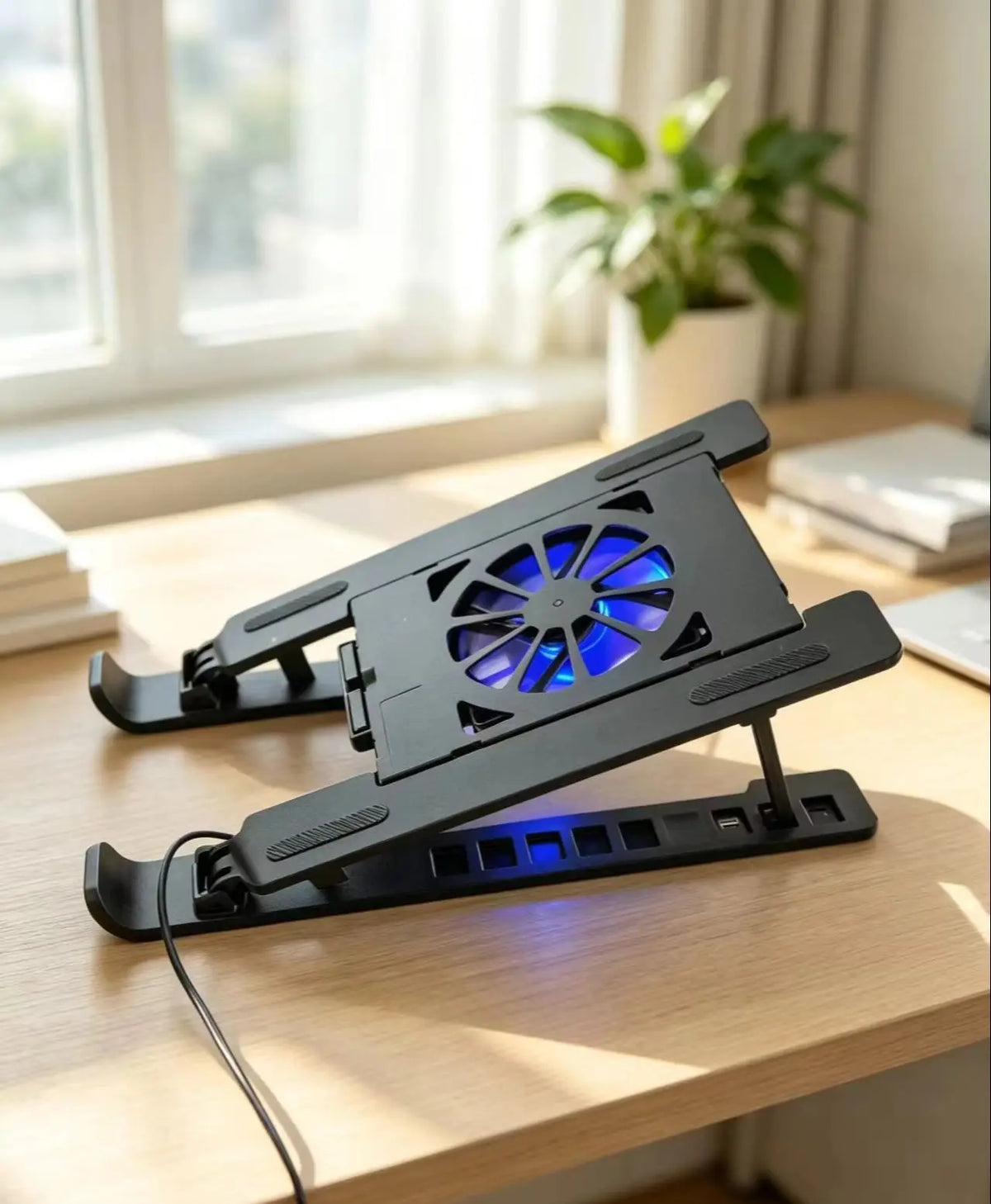 Adjustable Tablet Laptop Cooling Stand with Foldable Design Portable Air-Cooled Monitor Holder for Various Scenarios