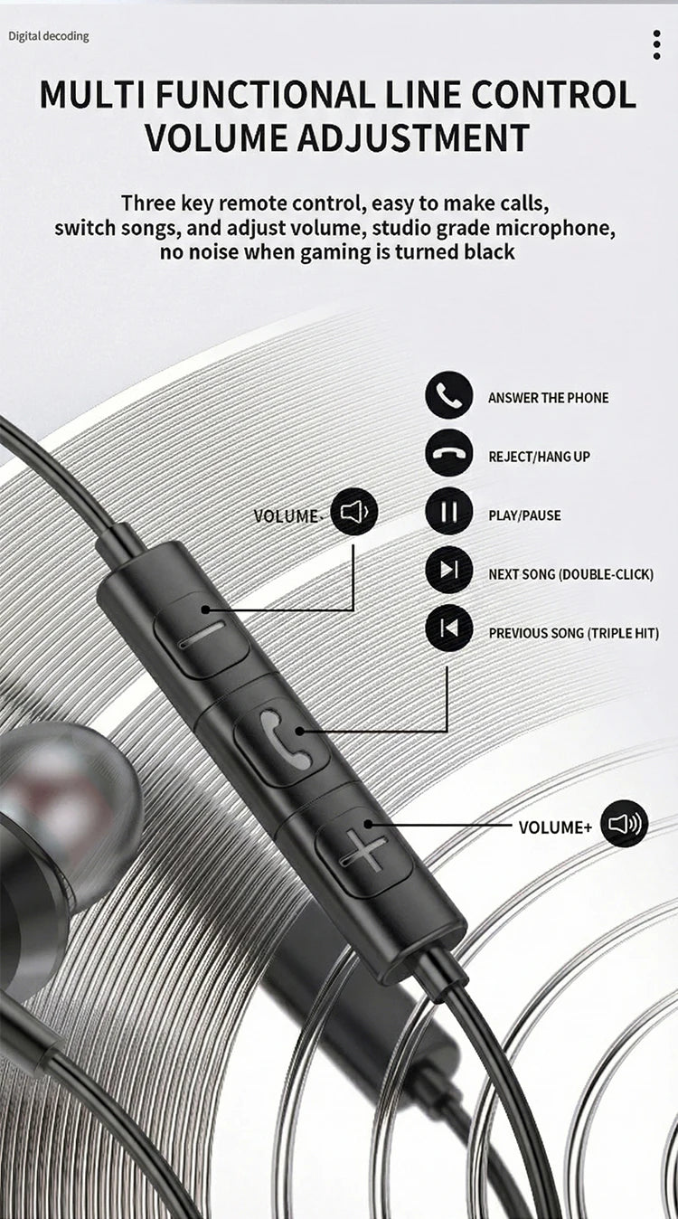 USB Type C Wired Earphones HiFi Stereo Surround 3.5mm in Ear Wired Headphones For Samsung Galaxy S26 S25 S24 Ultra Wired Earbuds