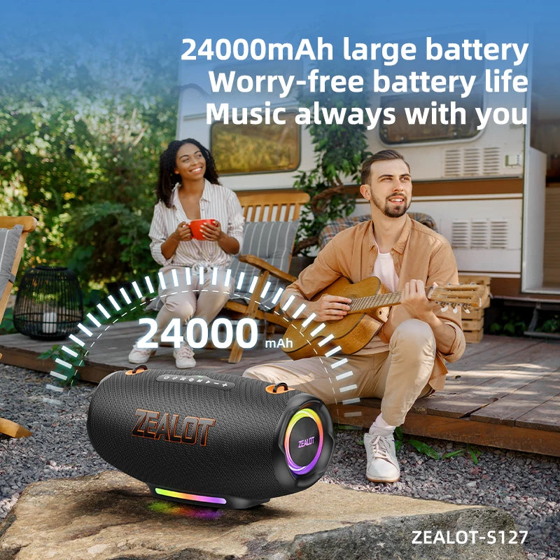 ZEALOT S127100W Powerful subwoofer Portable wireless speaker,24000mAh Battery,RGB Light,Great for Gift-Giving Birthday/Christmas