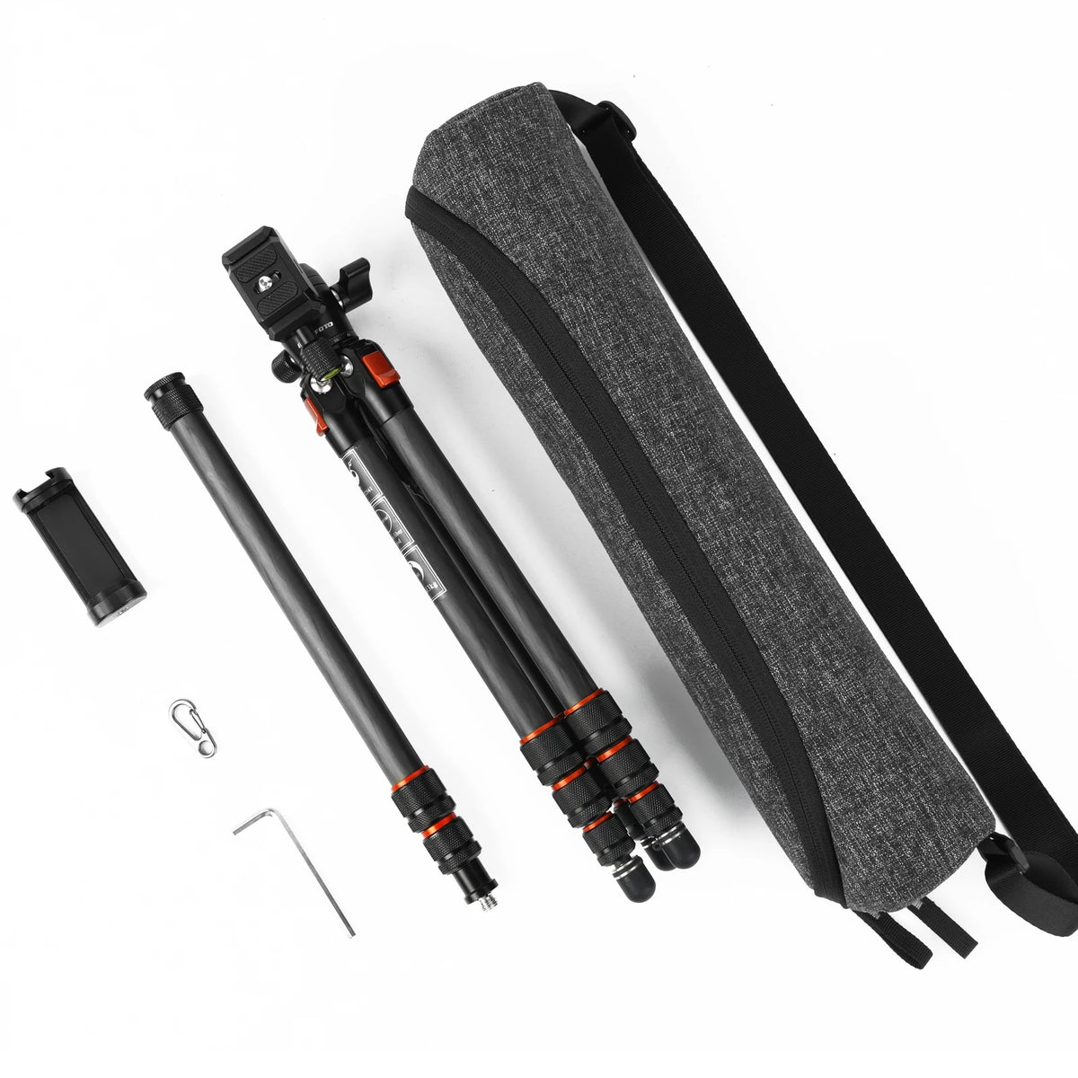 BESnfoto BX-T2561 Carbon Fiber Camera Tripod, Ball Head with Phone Holder & Carry Bag, Professional Travel Photo Tripod