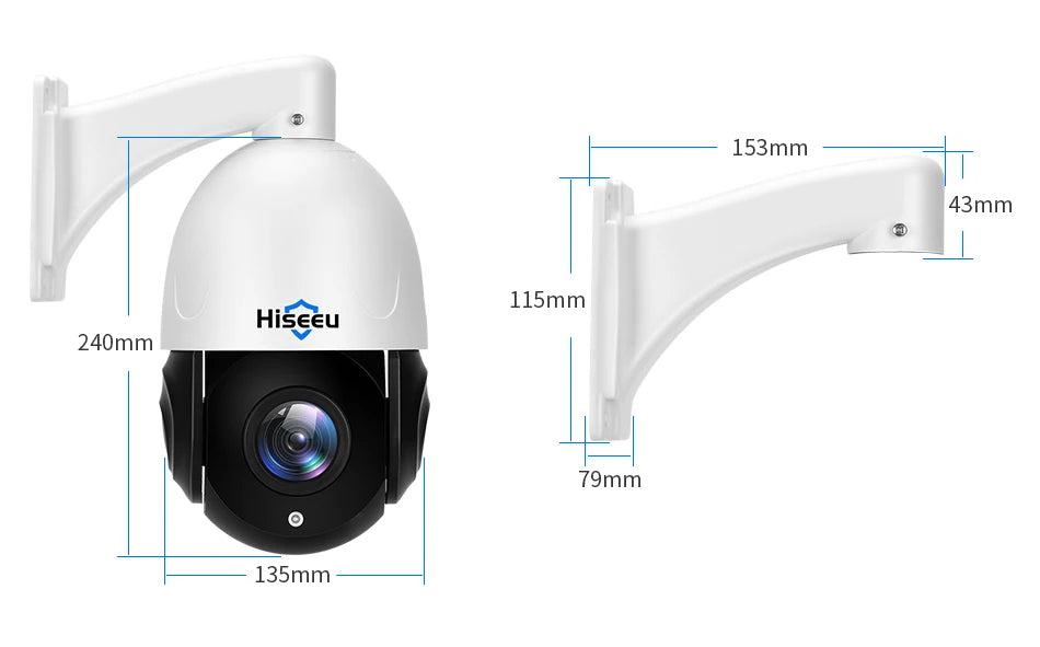 Hiseeu 8MP PTZ POE Camera 30X Optical Zoom Outdoor 2-Way Audio Color Night Vision Street Surveillance IP Camera IP66 Waterproof