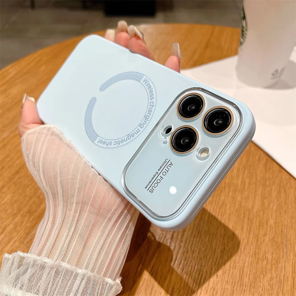 Large Window Autofocus Liquid Silicone For Magsafe Magnetic Case For iPhone 16 15 Plus 14 13 12 11 Pro Max Lens Shockproof Cover