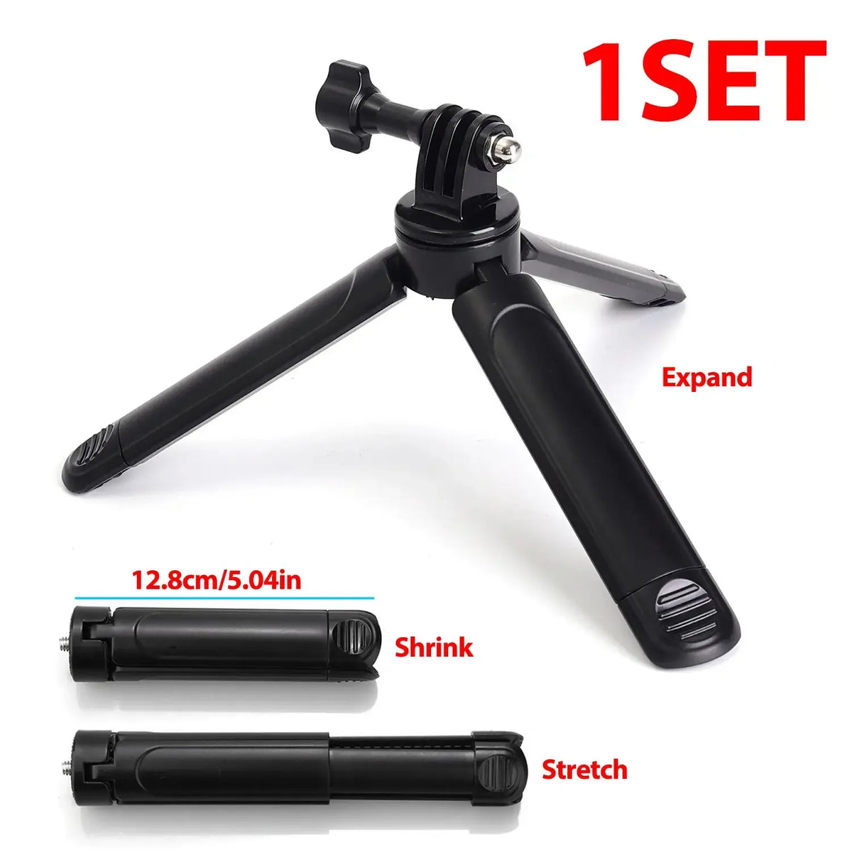 Extendable Mini Tripods Stand Portable Tripod for DJI Pocket 3/4 GoPro Insta360 Phone 1/4” Mount Desktop Tripod for Vlog Live