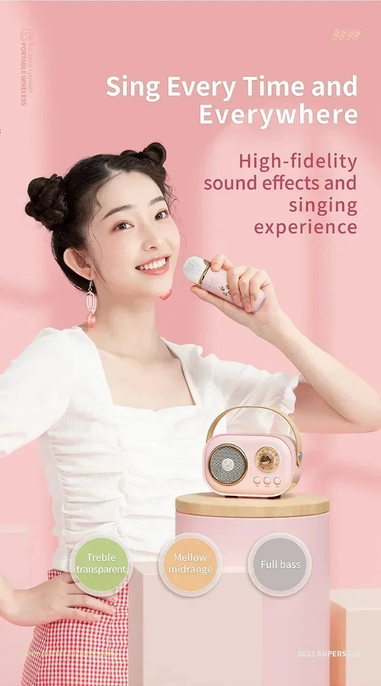 Karaoke Portable Wireless Bluetooth Speaker With Microphone Machine Radio FM Caixa De Som Mini Sound Box Music Small Column Mp3