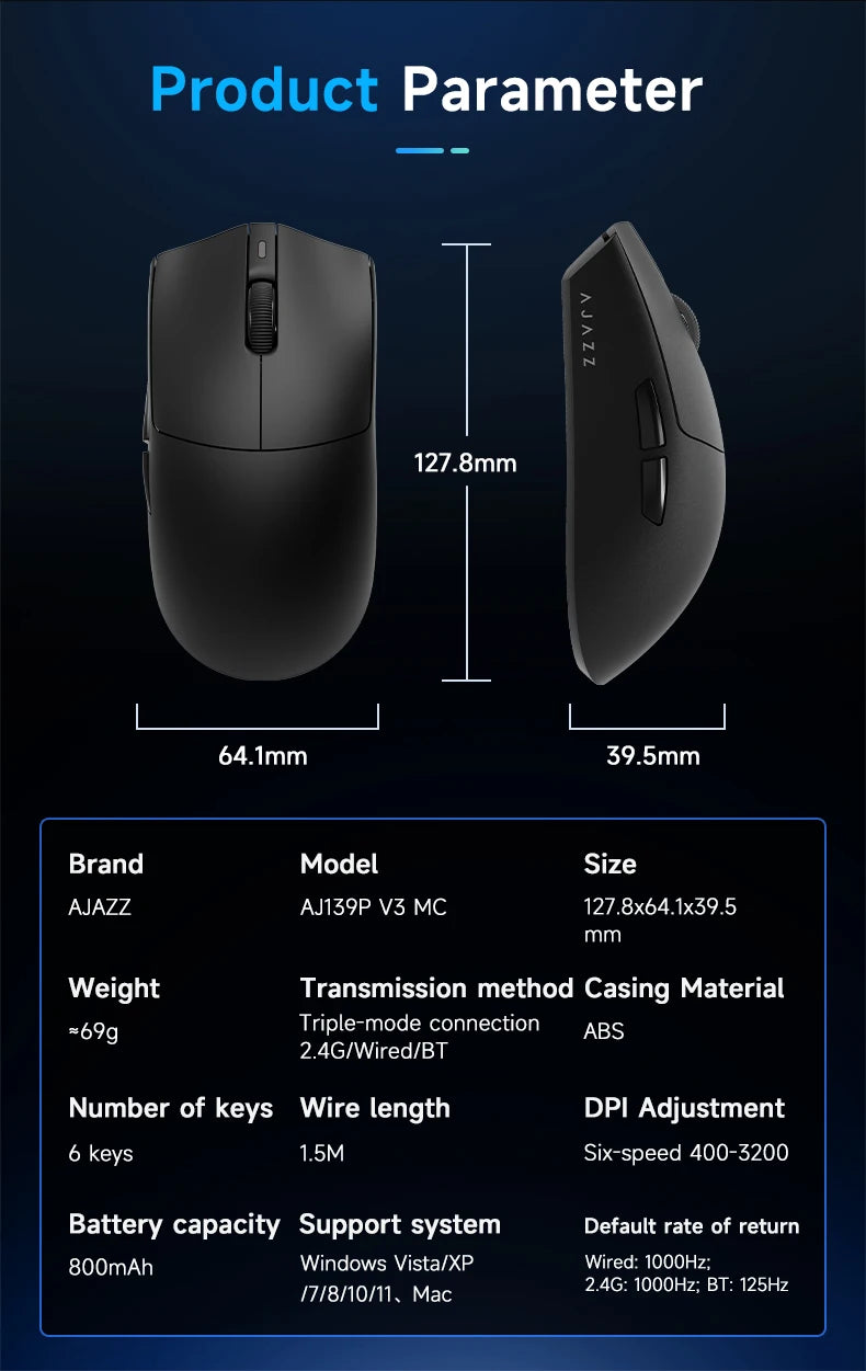 Wireless Gaming Mouse AJ139-V2/AJ139P-V3-MC with 12000DPI Max AJ139P MAX with 32000DPI Magnetic Charging Base Gaming Mouse
