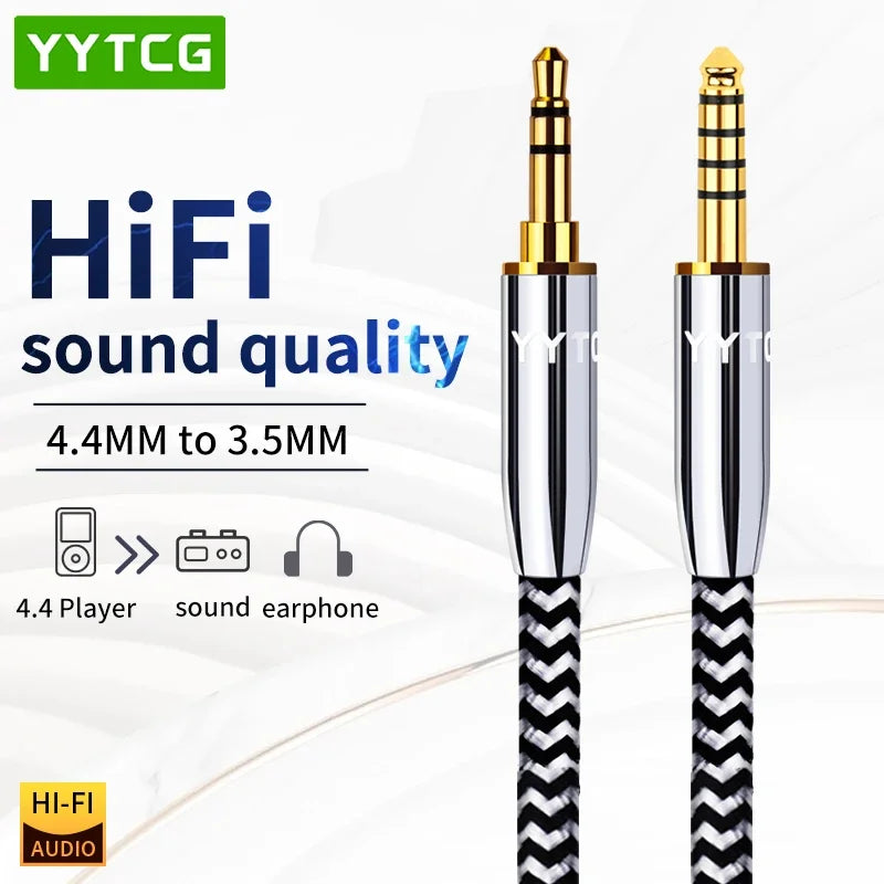 YYTCG 4.4mm Balanced to 3.5mm AUX Audio Cable OFC Male to Male HIFI Interconnect Cord For Audio Player DAC Amplifier Headphone