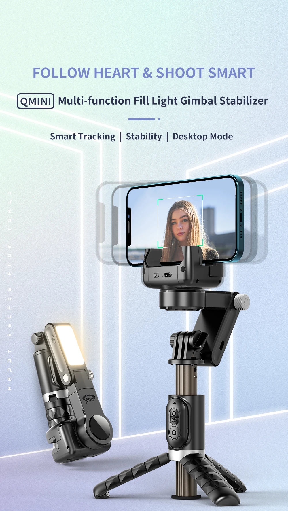 Selfie Stick Phone Gimbal Stabilizer For iPhone Android Action Camera Tripod Cellphone Mobile Cell Smartphone Handle Grip Video