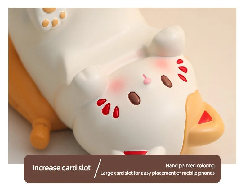 Cute Cartoon Cat Desktop Ornaments Phone Stand Creative Desk Decor for Office Home Kawaii Cat Glasses Storage Holder