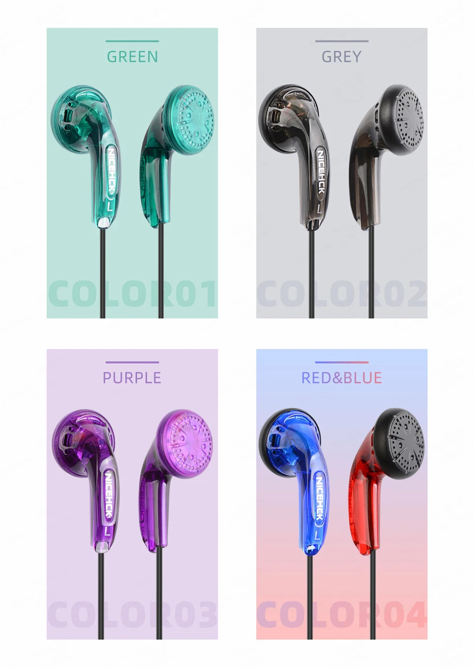 NICEHCK Traceless Colorful HIFI In-ear Earphone 15.4mm Dynamic Unit Sport Music Headset Microphone Earbud IEM Vido MX500 MX980