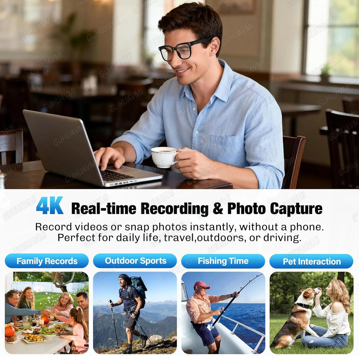 2026 New Smart AI Glasses 8MP Pixel 4k HD Camera Anti-shake Video Record ChatGP WIFI Translation Call Waterproof Sunglasses Men