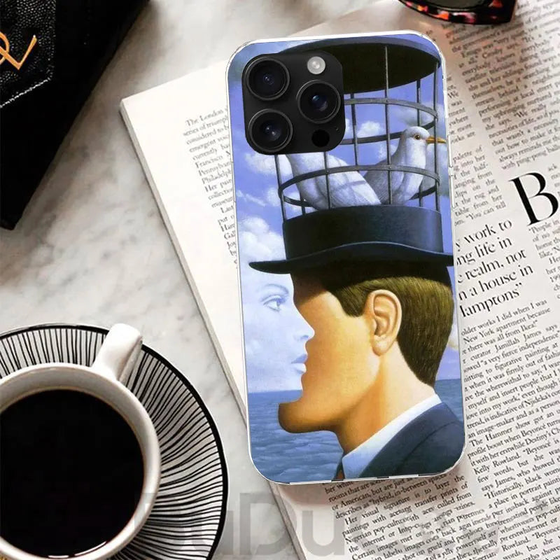 Rene Magritte Art Cover For iPhone 17 Air 16 16E 15 Pro Max 14 Plus 13 Mini Phone Case 12 11 7 8 SE Customized Print Shell 16 15
