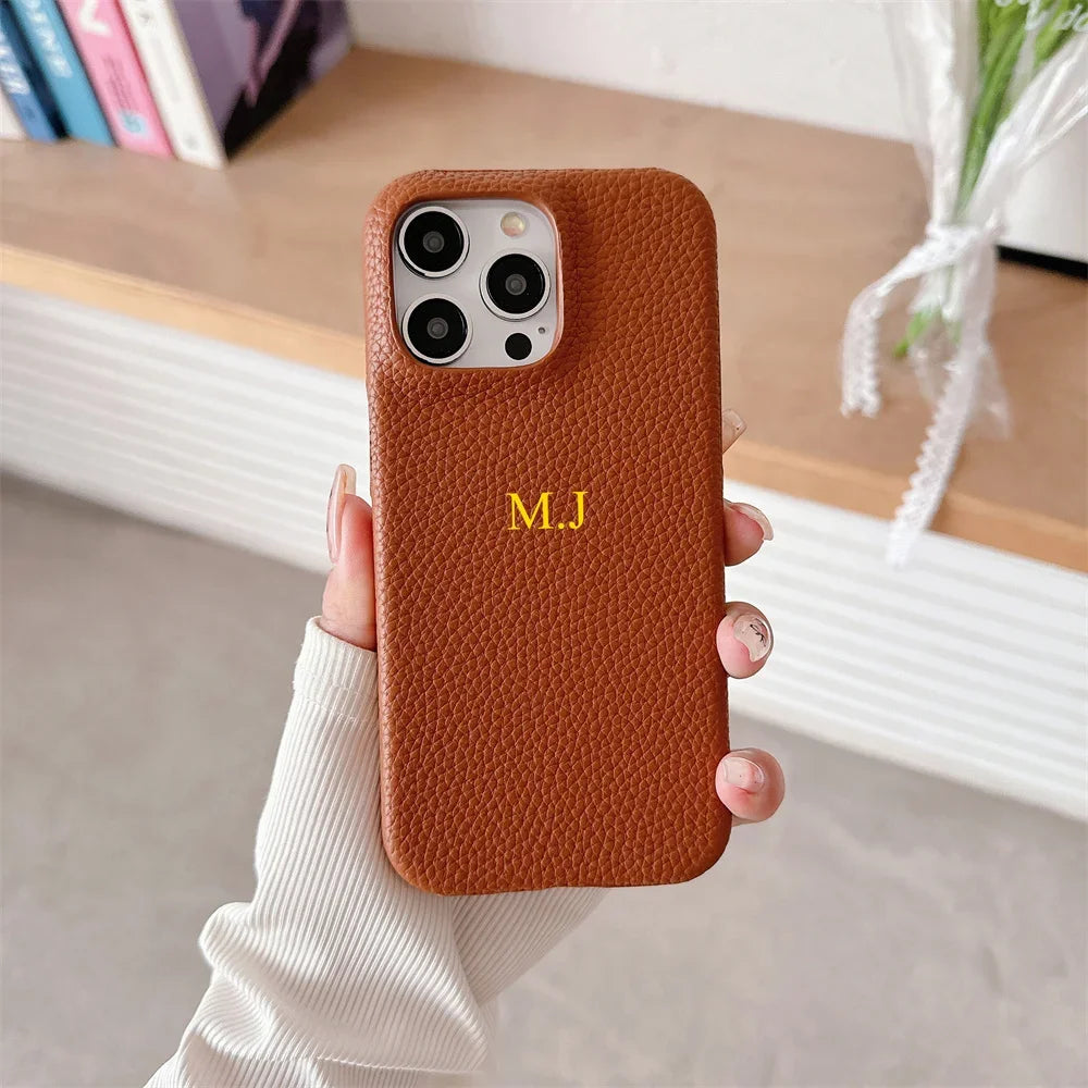 Personalised Customize Initials Name DIY Case For iPhone 17 Pro Max 16 15 17 Pro Max 14 13 12 Candy Color Leather Cover