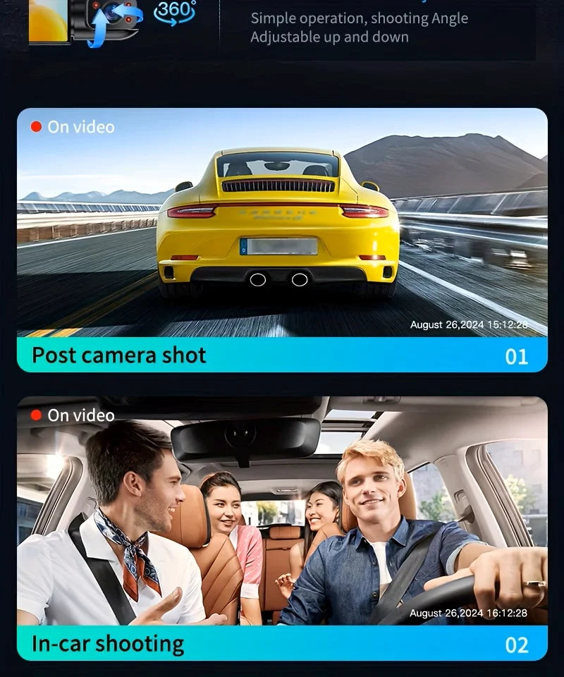 BCUOZ Dual-Lens Dashcam 1080P Front Camera And 720P Built-In Car Cameras Super Night Vision Loop Recording G-Sensor WDR 12-24V Car Plug Power Supply Optional 32GB Memory Card
