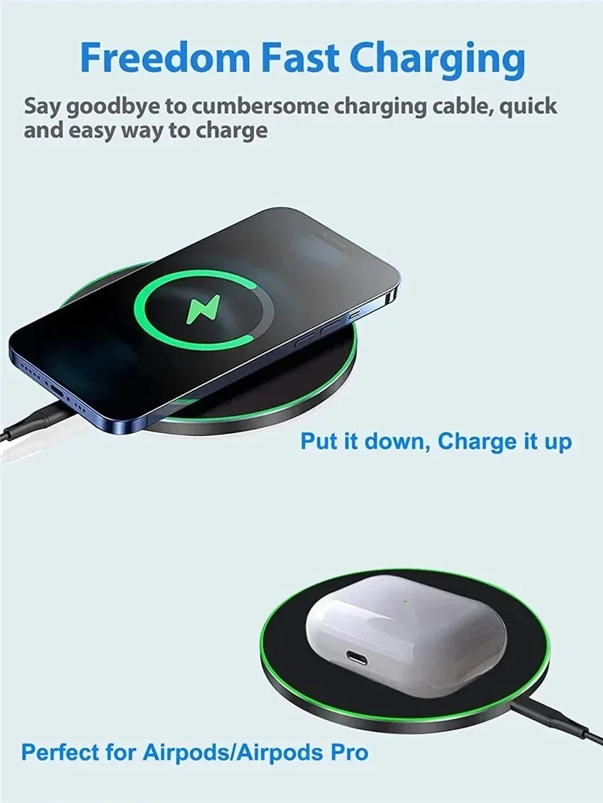 15W Wireless Charger Pad Stand For iPhone 15 14 13 Pro Max Samsung S24 Xiaomi Phone Charger Induction Fast Charging Dock Station