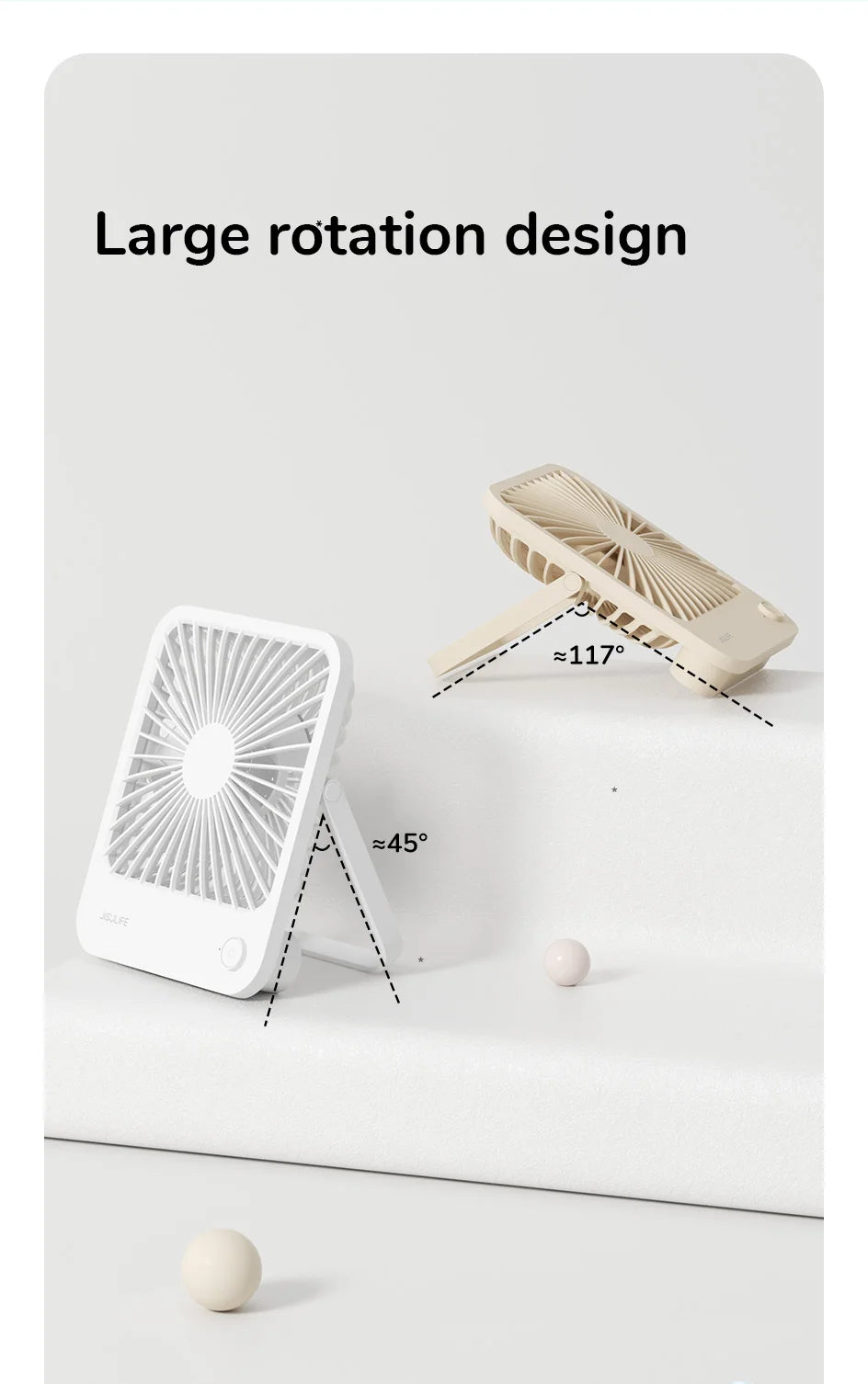 JISULIFE Portable Small Desk Fan Ultra Quiet Table Fan USB Rechargeable Cooling Fan With 4 Speed Powerful Wind Offices Fan