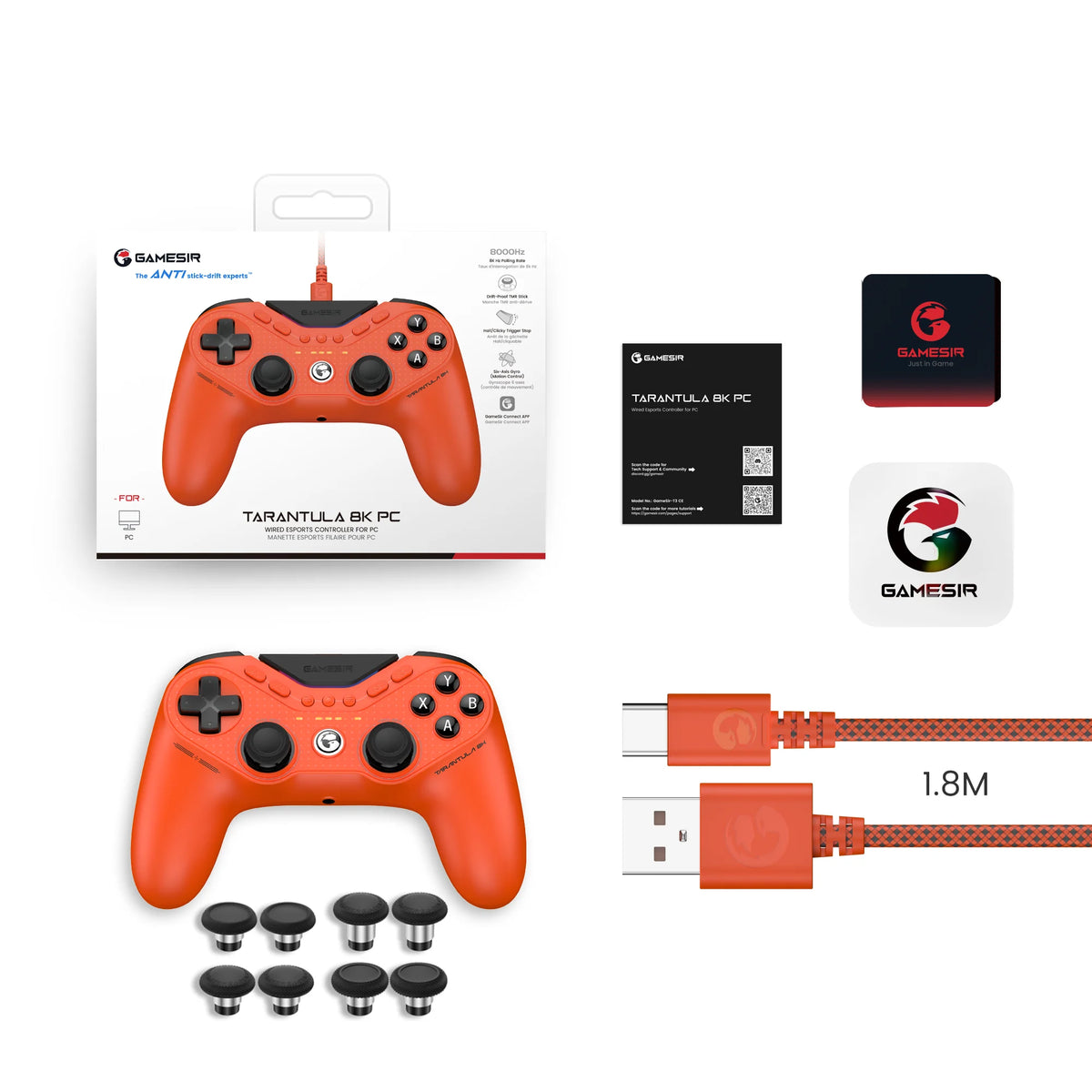 GameSir Tarantula 8K Switch Controller, 8000Hz Wired Gaming Controller for Nintendo Switch 2, Android, iOS, PC, Steam