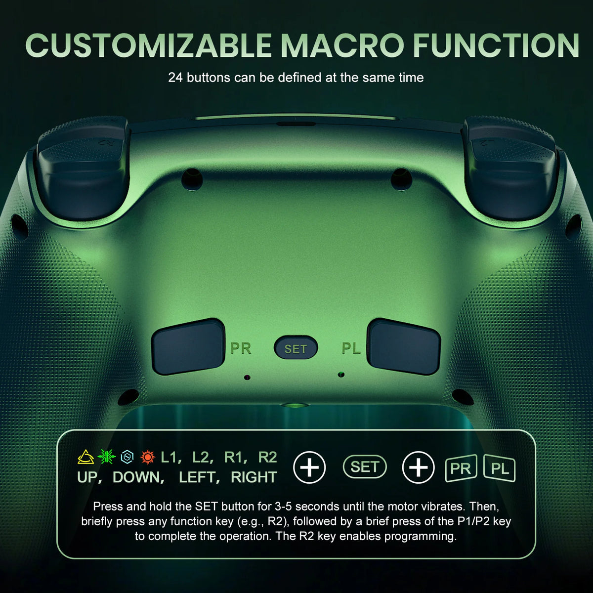 RGB Gamepad For Playstation 5/PS5 Pro/Slim/PC Wireless PS5 Controller 3D Game Joystick Dual Vibration Macro/Turbo Function