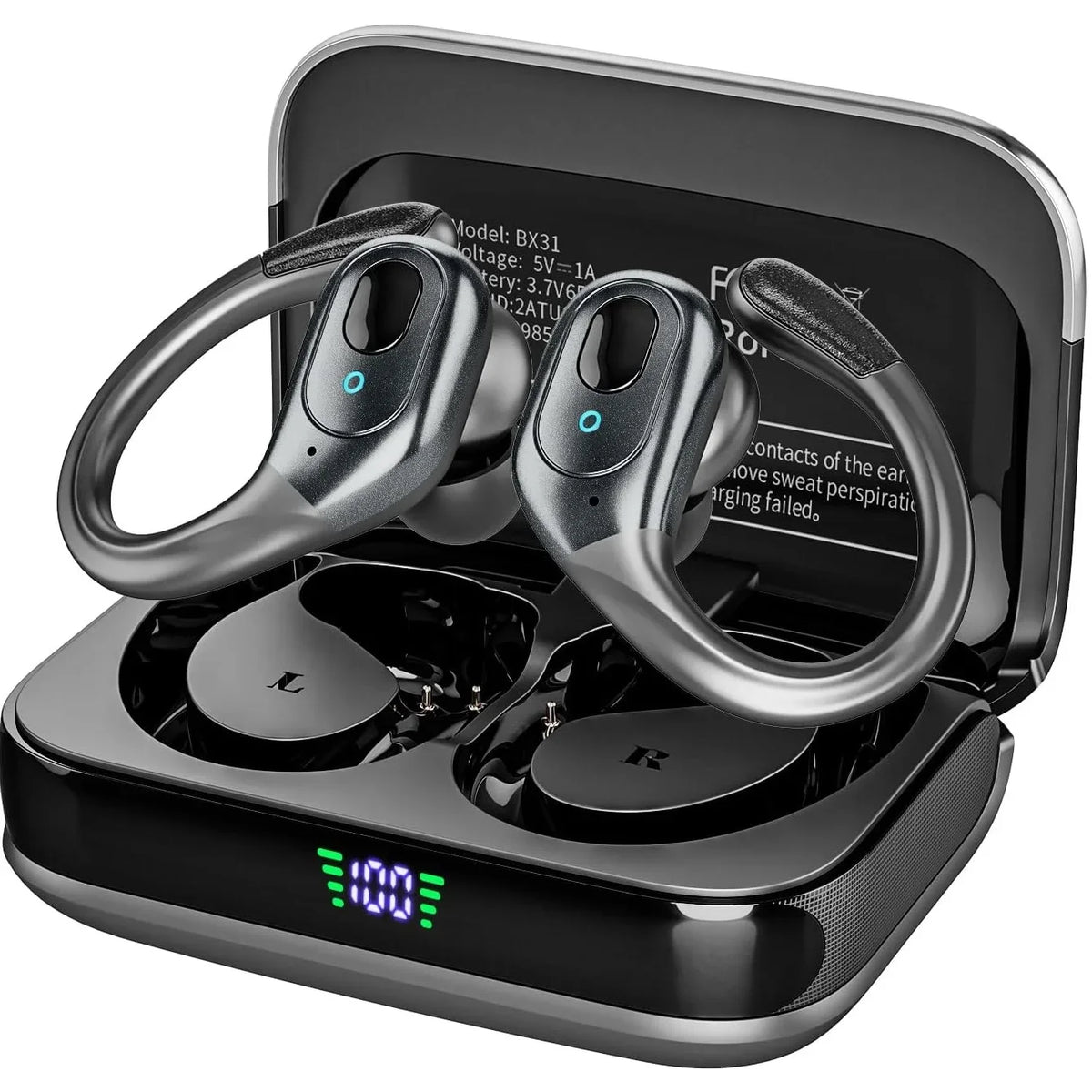 TWS Sports Earbuds Bluetooth 6.0 HIFI Bass Wireless Headphones LED Button Handsfree Earphone Noise Cancelling Waterproof Headset