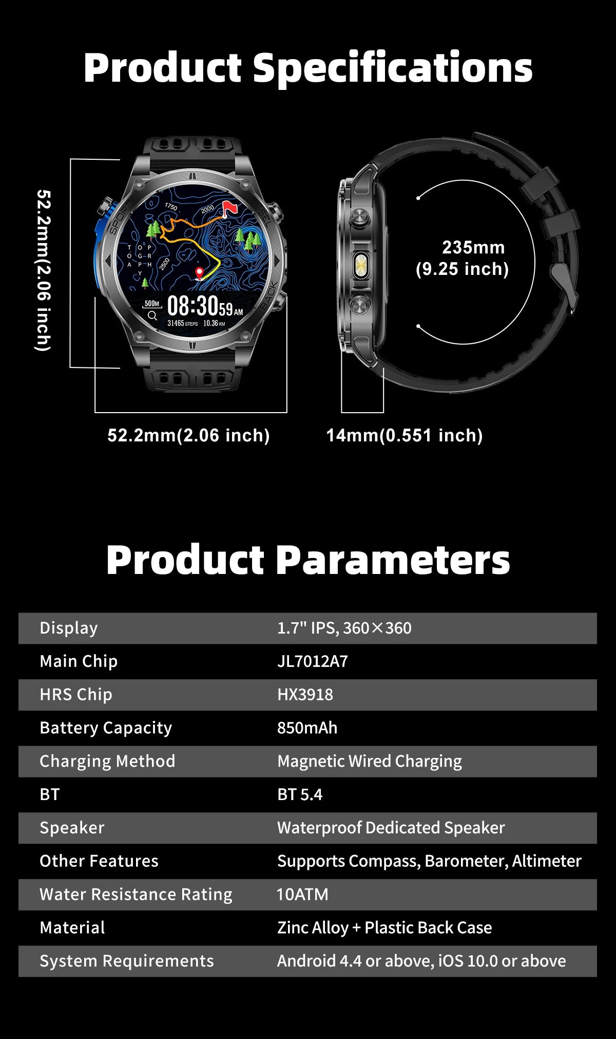 2026New T-RX4 Ultra GPS Smart Watch For Men 6-star GPS Positioning 10ATM Waterproof 850mAh Battery Compass 170+Sports Smartwatch